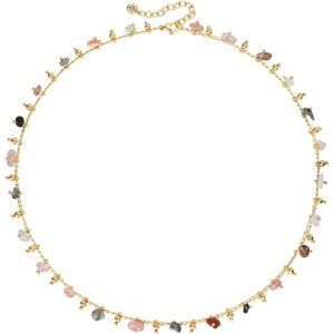 14K Gold Plated Colorful Stone Choker | Dainty Adjustable Necklace